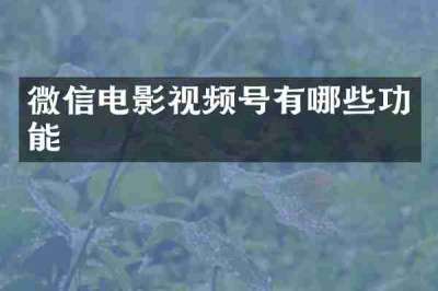 微信电影视频号有哪些功能