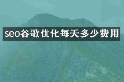 seo谷歌优化每天多少费用