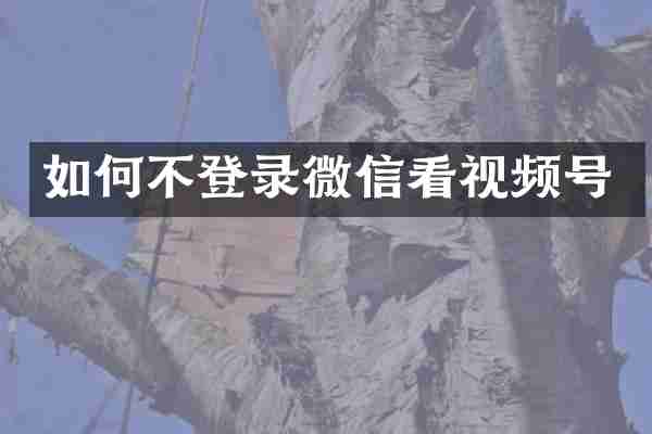 如何不登录微信看视频号