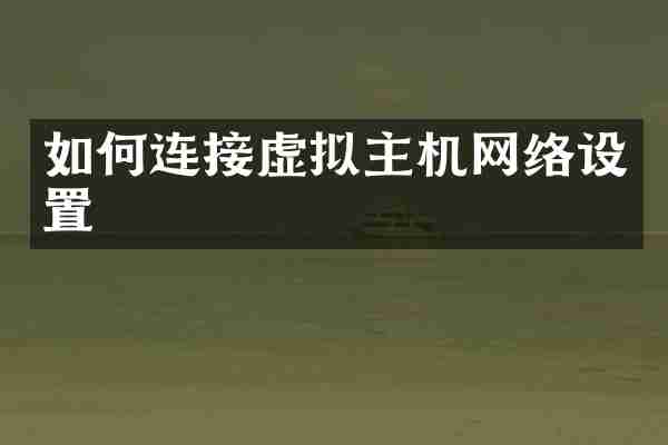 如何连接虚拟主机网络设置
