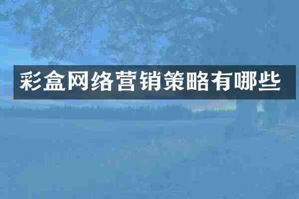 彩盒网络营销策略有哪些