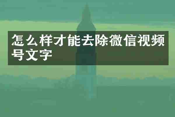 怎么样才能去除微信视频号文字