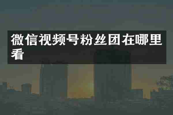 微信视频号粉丝团在哪里看