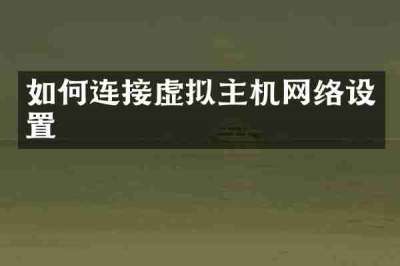 如何连接虚拟主机网络设置