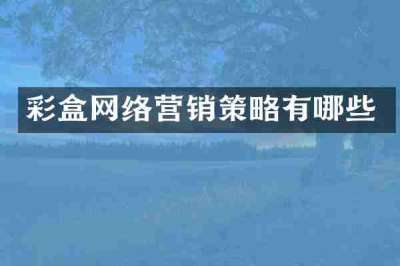 彩盒网络营销策略有哪些
