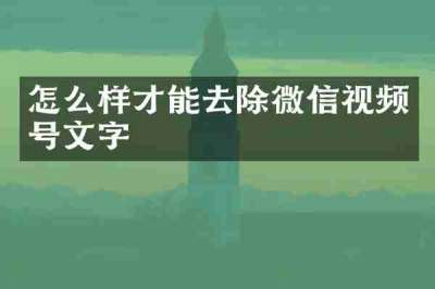 怎么样才能去除微信视频号文字