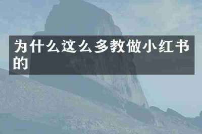 为什么这么多教做小红书的