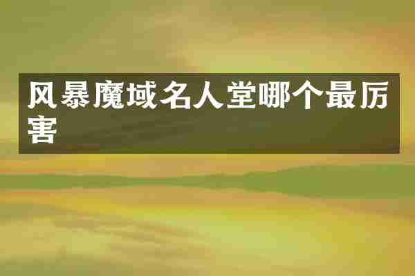 风暴魔域名人堂哪个最厉害