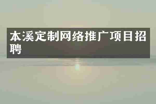 本溪定制网络推广项目招聘