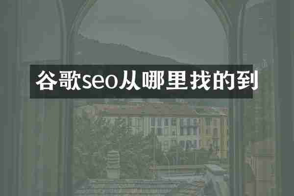 谷歌seo从哪里找的到