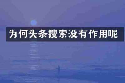为何头条搜索没有作用呢