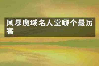 风暴魔域名人堂哪个最厉害