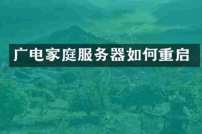 广电家庭服务器如何重启