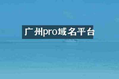 广州pro域名平台