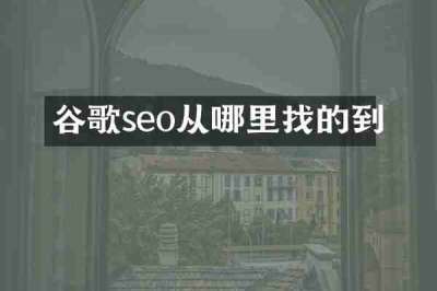 谷歌seo从哪里找的到