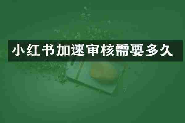 小红书加速审核需要多久