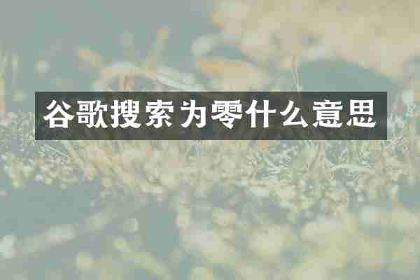 谷歌搜索为零什么意思