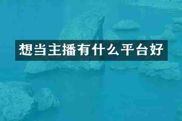 想当主播有什么平台好