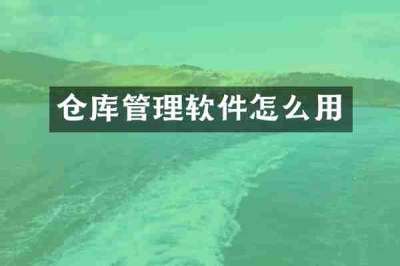 仓库管理软件怎么用
