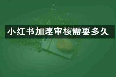 小红书加速审核需要多久