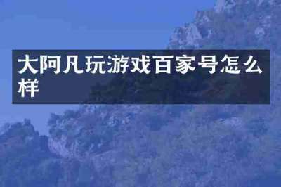 大阿凡玩游戏百家号怎么样