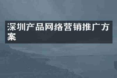深圳产品网络营销推广方案