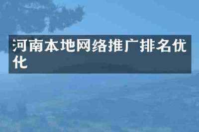 河南本地网络推广排名优化
