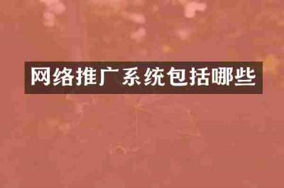 网络推广系统包括哪些