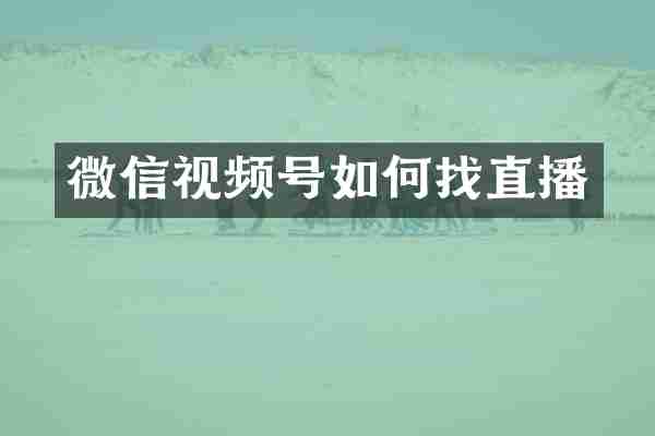微信视频号如何找直播