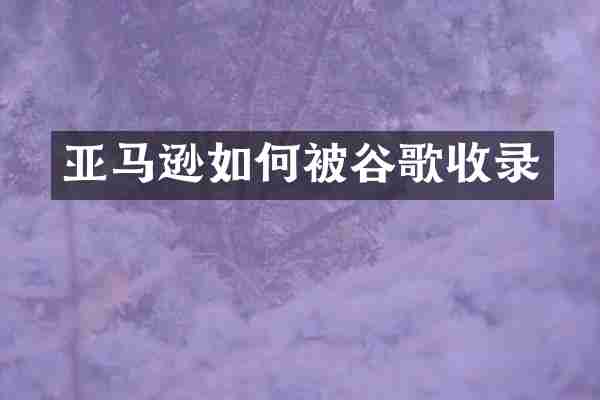 亚马逊如何被谷歌收录