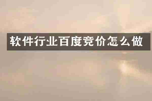 软件行业百度竞价怎么做