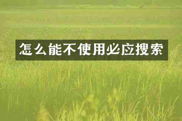 怎么能不使用必应搜索