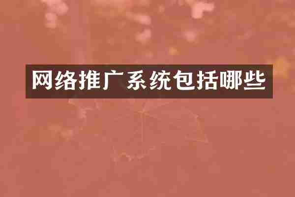 网络推广系统包括哪些