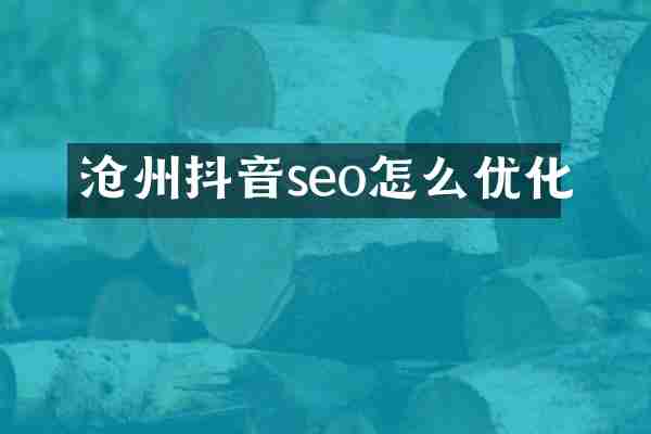 沧州抖音seo怎么优化