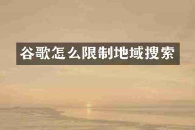 谷歌怎么限制地域搜索