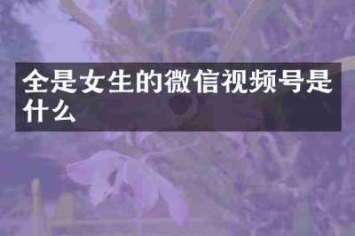 全是女生的微信视频号是什么
