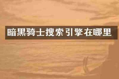 暗黑骑士搜索引擎在哪里