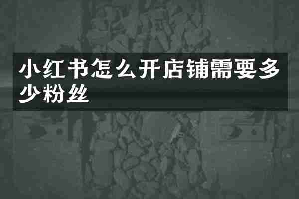 小红书怎么开店铺需要多少粉丝