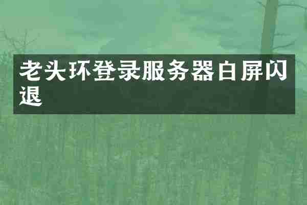 老头环登录服务器白屏闪退