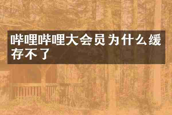 哔哩哔哩大会员为什么缓存不了