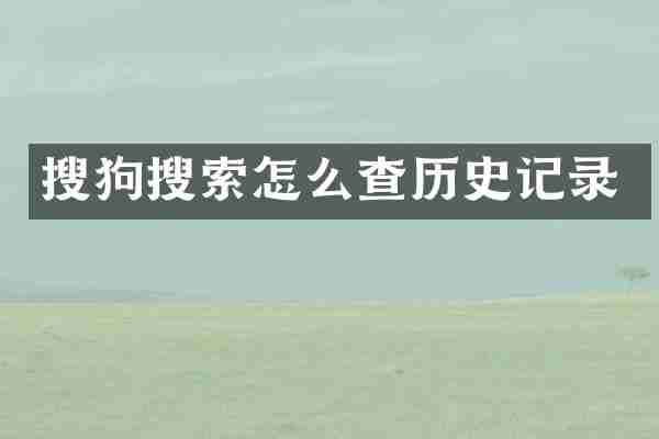 搜狗搜索怎么查历史记录
