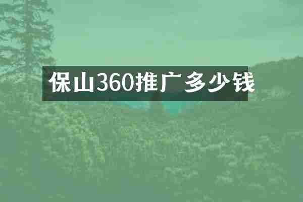 保山360推广多少钱