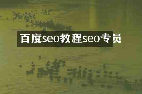百度seo教程seo专员