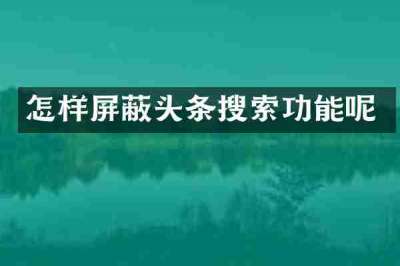 怎样屏蔽头条搜索功能呢