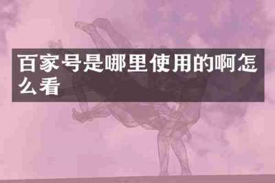 百家号是哪里使用的啊怎么看