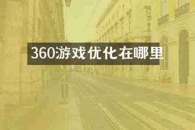360游戏优化在哪里