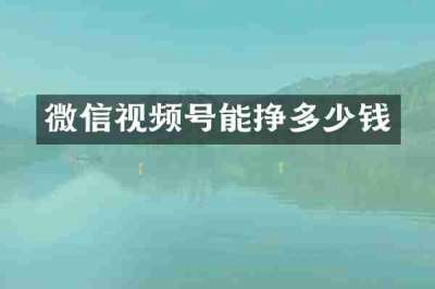 微信视频号能挣多少钱