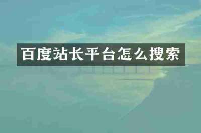 百度站长平台怎么搜索