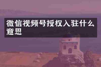 微信视频号授权入驻什么意思