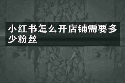 小红书怎么开店铺需要多少粉丝